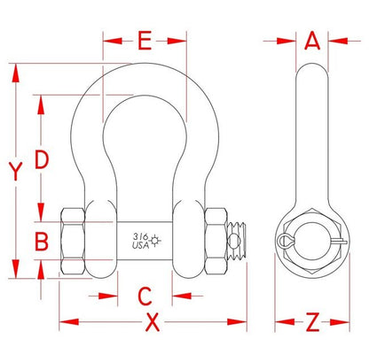 USA-Made Stainless Steel Bolt Anchor Shackle - Image 2