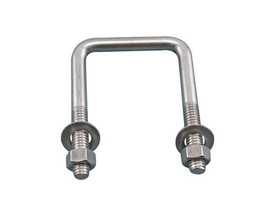 Square U-Bolt - Stainless Steel 3/8" UNC Thread with Nuts and Washers - Image 1