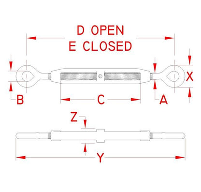 316 Stainless Steel Cast Eye & Eye Turnbuckle - Image 2