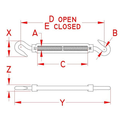 Grade 316 Stainless Steel Forged Hook and Hook Turnbuckle - Image 2