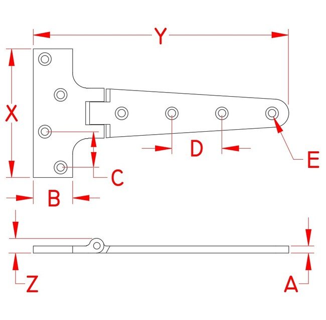 316 Stainless Steel Heavy Duty Strap T-Hinges - Image 2