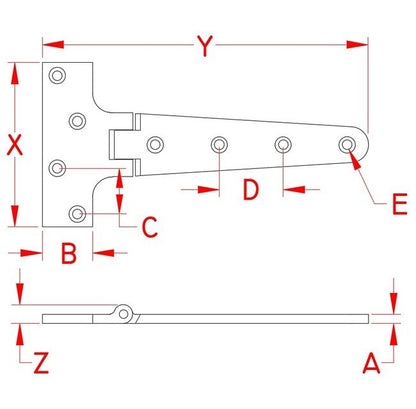 316 Stainless Steel Heavy Duty Strap T-Hinges - Image 2