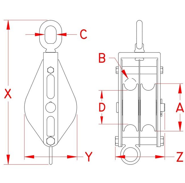 Suncor ER Series Stainless Steel Twin Swivel Eye Block for Rope - Image 2