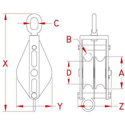 Suncor ER Series Stainless Steel Twin Swivel Eye Block for Rope - Image 2