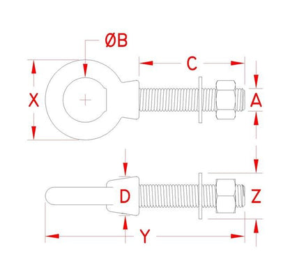 Suncor Custom Eye Bolt - Stainless Steel UNC Threaded - Image 2
