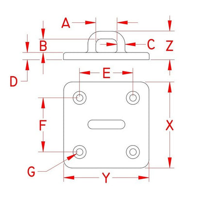 Heavy Duty Square Pad Eyes - 3 in, Stainless Steel, Grade 316 - Image 2