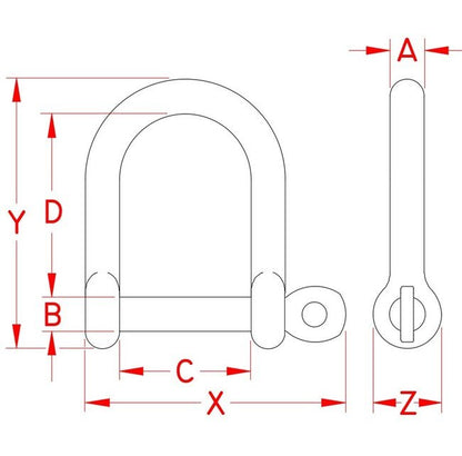 Suncor Stainless Steel Wide D Shackle with Screw Pin - Image 2