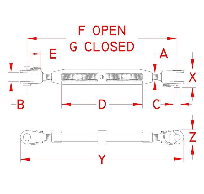 316 Stainless Steel Cast Jaw and Jaw Turnbuckle - Image 2