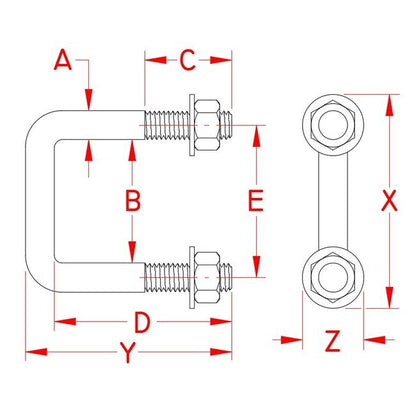 Stainless Steel Trailer U-Bolt Kit - 1/2 Inch - Image 2