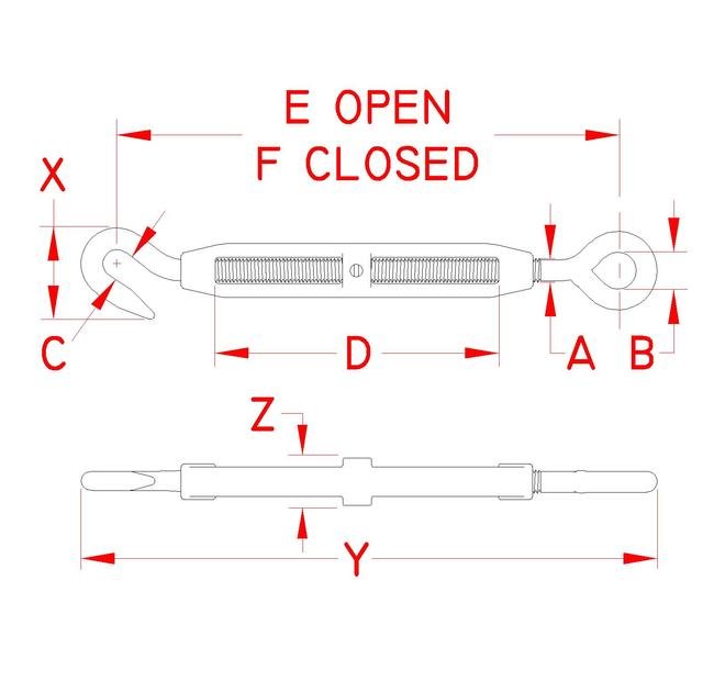 316 Stainless Steel Cast Hook and Eye Turnbuckle - Image 2