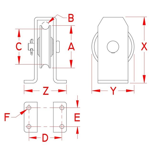 Stainless Steel Rectangular Rope Surface Mount Block - Image 2