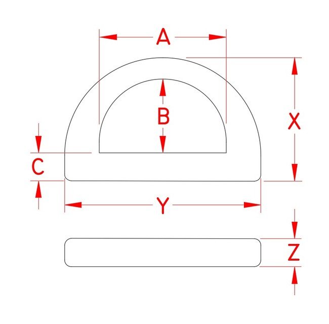 Grade 316 Stainless Steel Heavy Duty 'D' Ring - 1" to 2" - Image 2