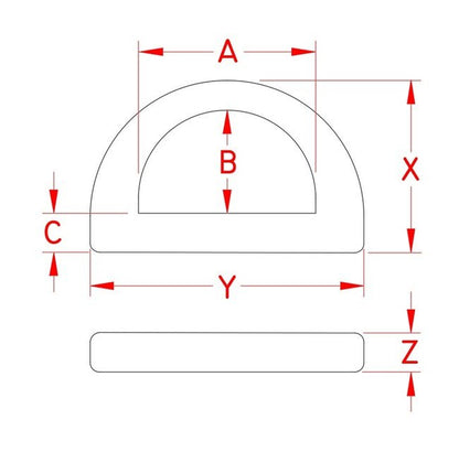 Grade 316 Stainless Steel Heavy Duty 'D' Ring - 1" to 2" - Image 2