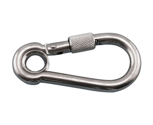 Stainless Steel Screw Lock Spring Clip with Eye – Grade 316 - Image 1