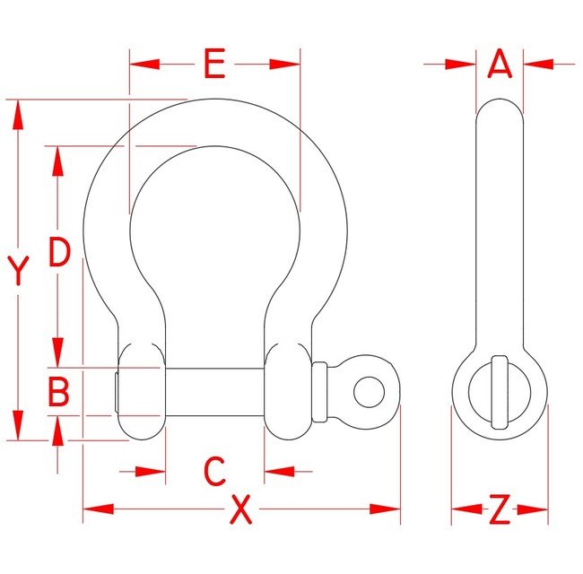 Stainless Steel Bow Shackle with Screw Pin - Suncor 316 Grade - Image 2
