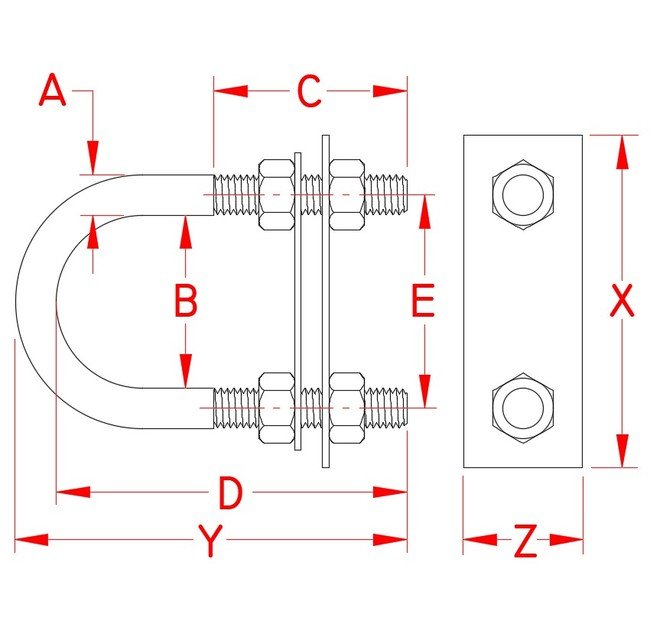 Marine Grade Stainless Steel Bow/Stern Eye U-Bolt Set - Image 2