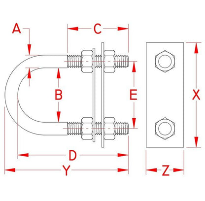 Marine Grade Stainless Steel Bow/Stern Eye U-Bolt Set - Image 2