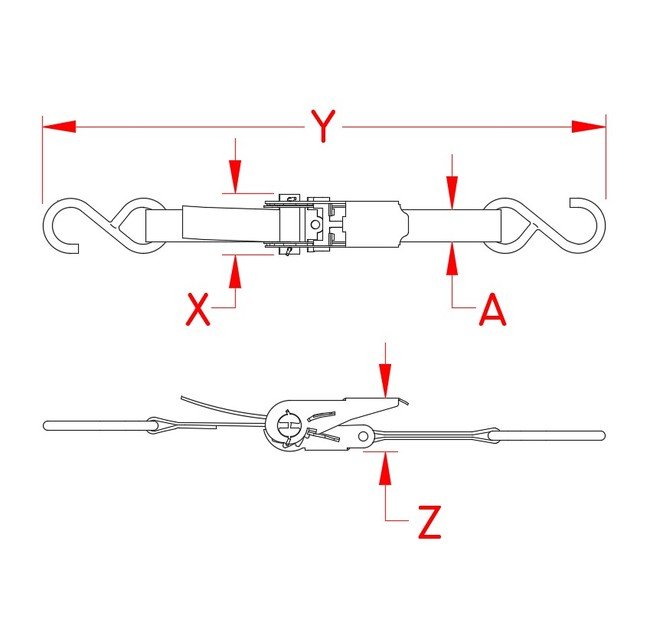 Stainless Steel Ratchet Assembly with 'S' Hooks - Image 2