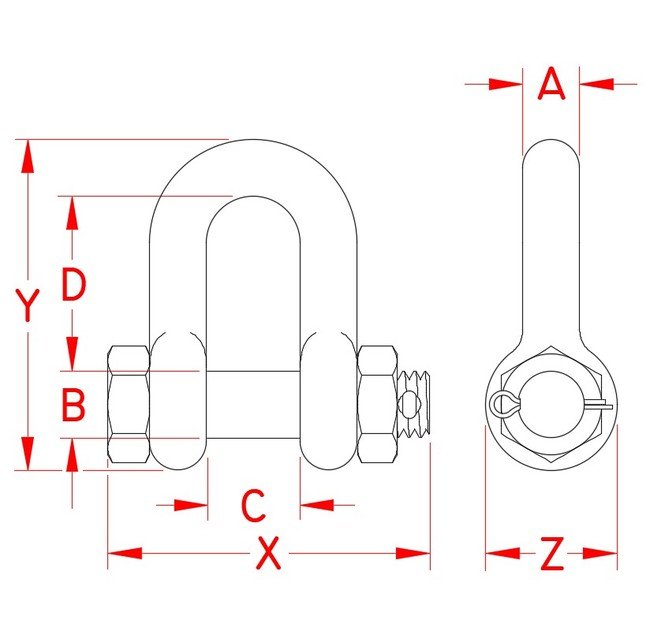 Suncor Bolt Chain Shackle - Stainless Steel, 316-NM, 5/16 in - Image 2