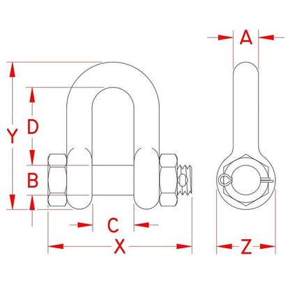 Suncor Bolt Chain Shackle - Stainless Steel, 316-NM, 5/16 in - Image 2