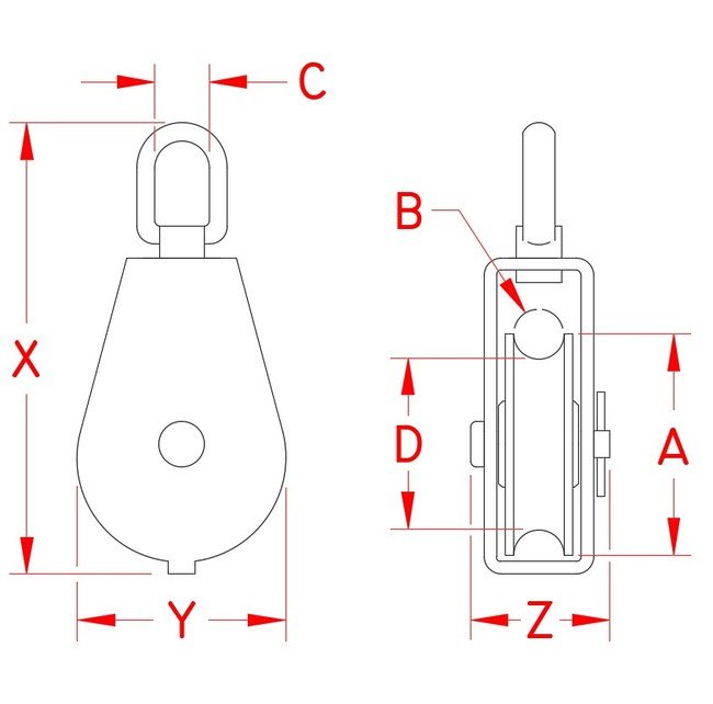 304 Stainless Steel Swivel Block for 1/4"-3/8" Rope - Image 2
