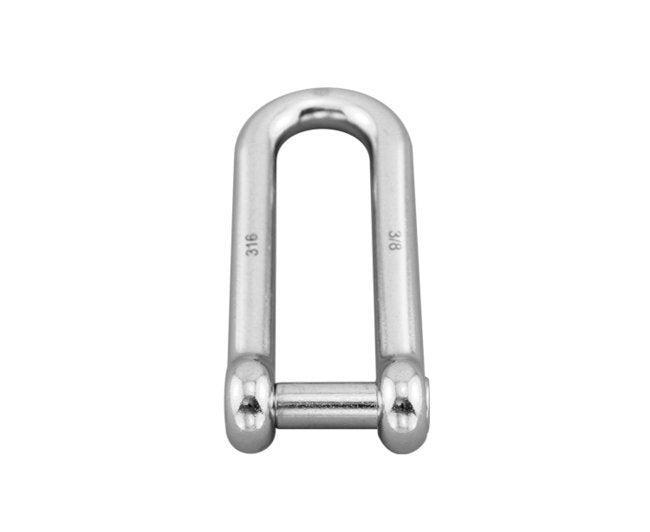 Stainless Steel Long D Shackle with No Snag Pin - Grade 316 - Image 1