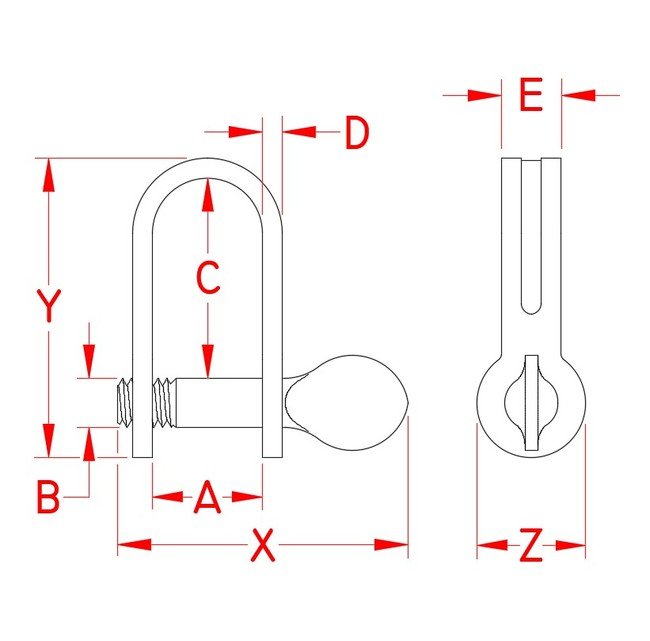 304 Stainless Steel Stamped D Shackle with Screw Pin - Image 2