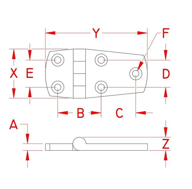 Heavy Duty Unequal Door Hinge - Grade 316 Stainless Steel - Image 2