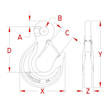 Suncor Large Eye Slip Hook - Stainless Steel 316 Forged Lifting Hook - Image 2