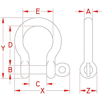 Grade 316 Stainless Steel Bow Shackle with Captive Pin - Image 2