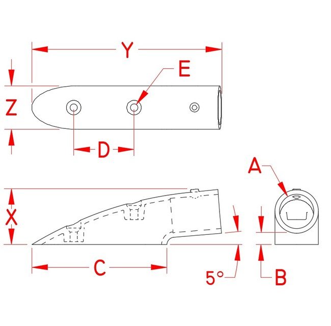 Stainless Steel End Mount Rail Fitting for 7/8'' Tube - Image 2