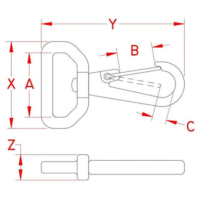 Grade 316 Stainless Steel Swivel Web Clip for Bimini Tops and Hold-Down Straps - Image 2