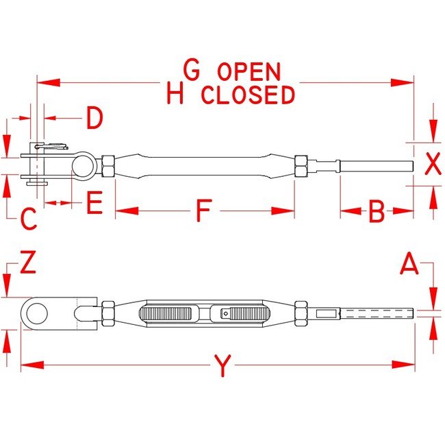 Stainless Steel Open Body Toggle and Hand Swage Stud Turnbuckle - Image 2
