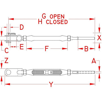 Stainless Steel Open Body Toggle and Hand Swage Stud Turnbuckle - Image 2