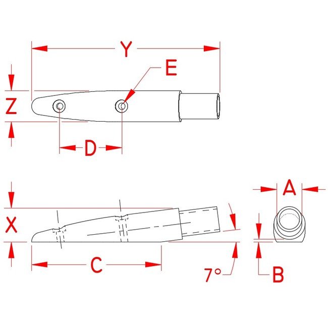 316 Stainless Steel End Mount Out Fitting for 7/8" Tube - Image 2