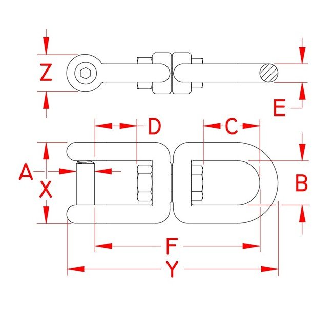 316 Stainless Steel Eye & Jaw Swivel with No Snag Pin - Suncor - Image 2