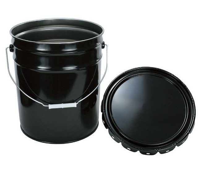 UN Rated 5 Gallon Black Steel Pail with Rust Inhibitor Lining and Crimp Lid - Image 1