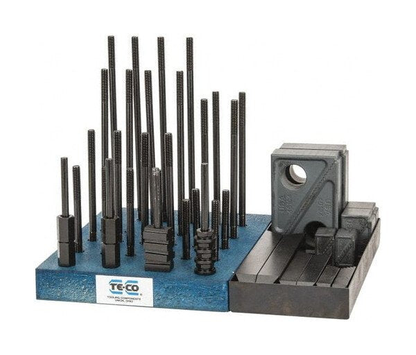 TE-CO Step Block and Clamp Set - 50 Piece, 3/8 inch Table T-Slot & 5/16-18 Stud Size - Image 1