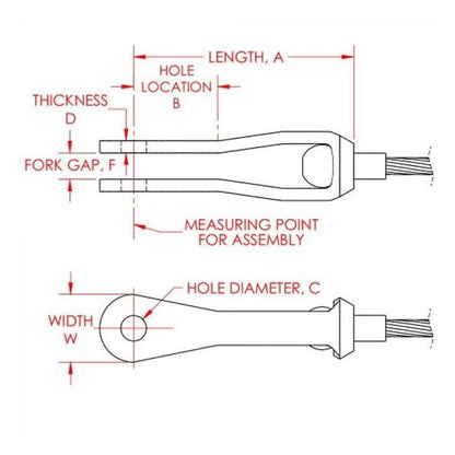 0.093 (in) Width Military Speciation (MS) Stainless Steel Strap Forks - Image 2