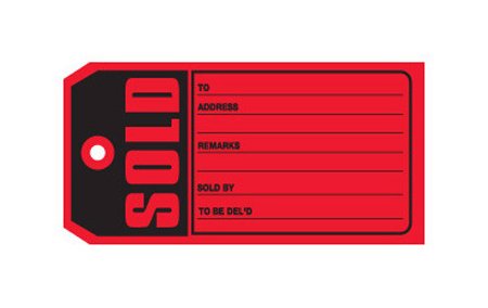 Red Sold Tags, 4-3/4 x 2-3/8 in, Pack of 1000 - Image 1