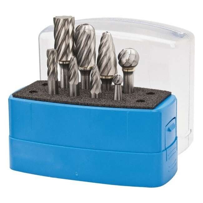 USA-Made 8 Piece 1/4 Inch Burr Tungsten Carbide Tap, Die, and Drill Set - Image 1