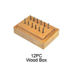 Grobet USA 12 Piece Burr 1/8in Double Cut Wood Tap, Die & Drill Set - Image 1