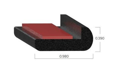 Uni-Grip 0.980x0.390 Inch Rubber Tape Seal with 3M Heat-Activated Tape - Image 2