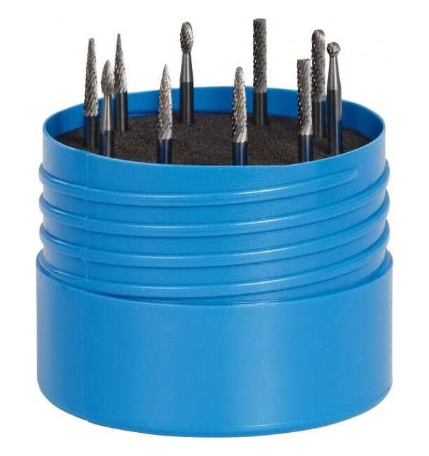SGSPRO 10 Piece Tungsten Carbide Burr Set - 1/8 inch Shank, Multi-Head Tap, Die, and Drill Kit - Image 1