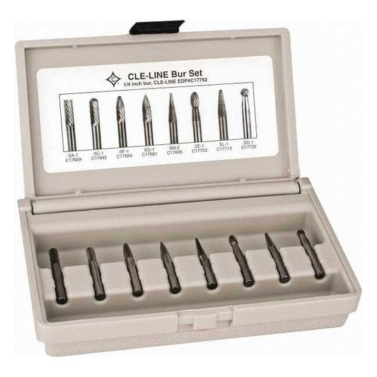 Cle-Line Solid Carbide Tap, Die, and Drill Set with 1/4'' Shank - 8 Piece - Image 1