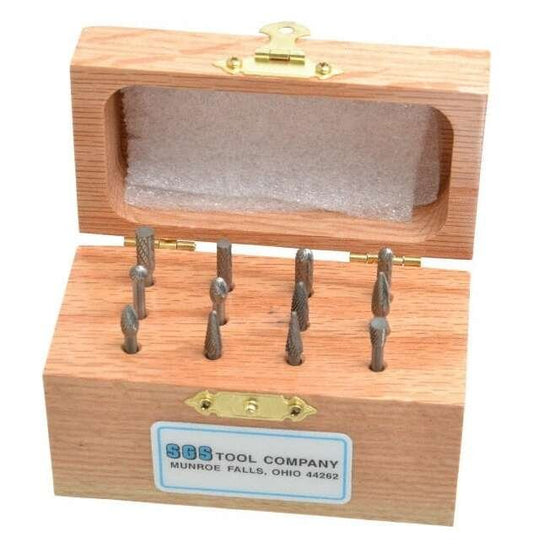 SGSPRO 12-Piece Tungsten Carbide Tap, Die, and Drill Set - 1/8 Inch Shank - Image 1