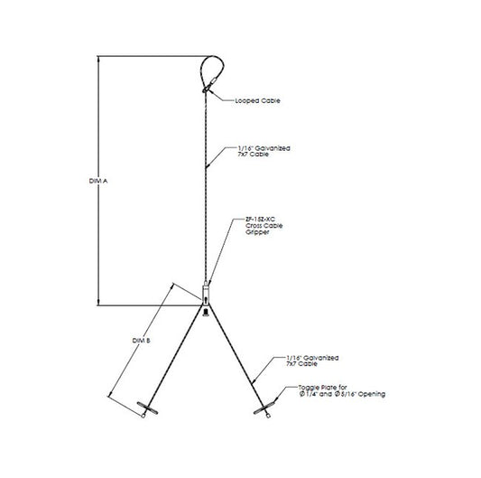 Griplock® 24-in Cross-Cable Industrial Kit with Looped Ceiling Attachment - Image 1