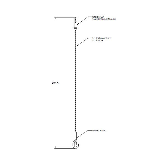 180-Inch Single Cable Industrial Kit with Snap-Hook Fixture - Image 1