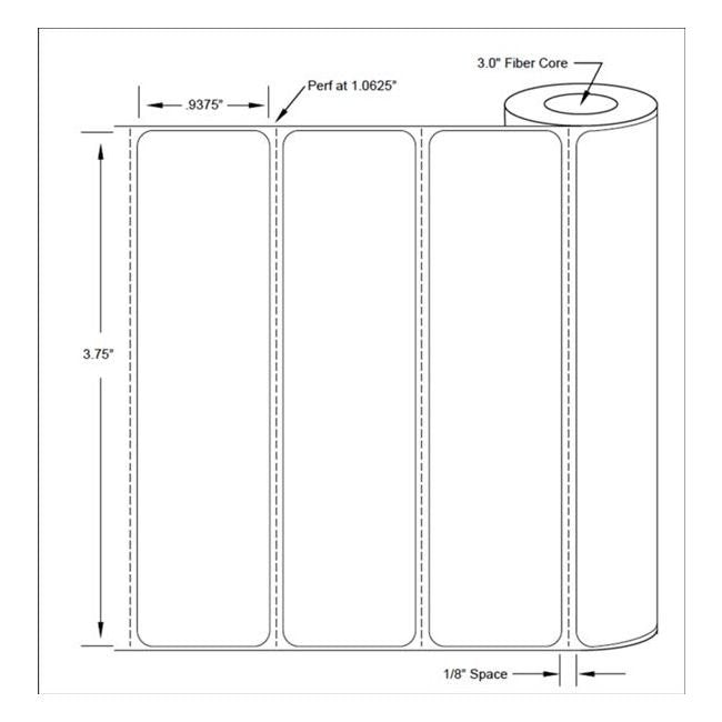 3.75 x 0.9375 Inch Size and 3 Inch Core Size Perforated-Thermal Transfer Polyester Label - Image 3