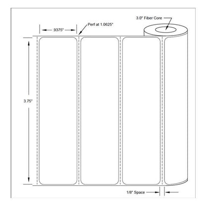 3.75 x 0.9375 Inch Size and 3 Inch Core Size Perforated-Thermal Transfer Polyester Label - Image 3